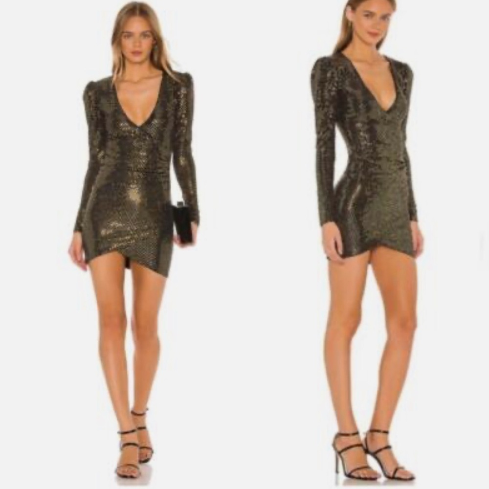 H:OURS Vice Dress in Black & Gold